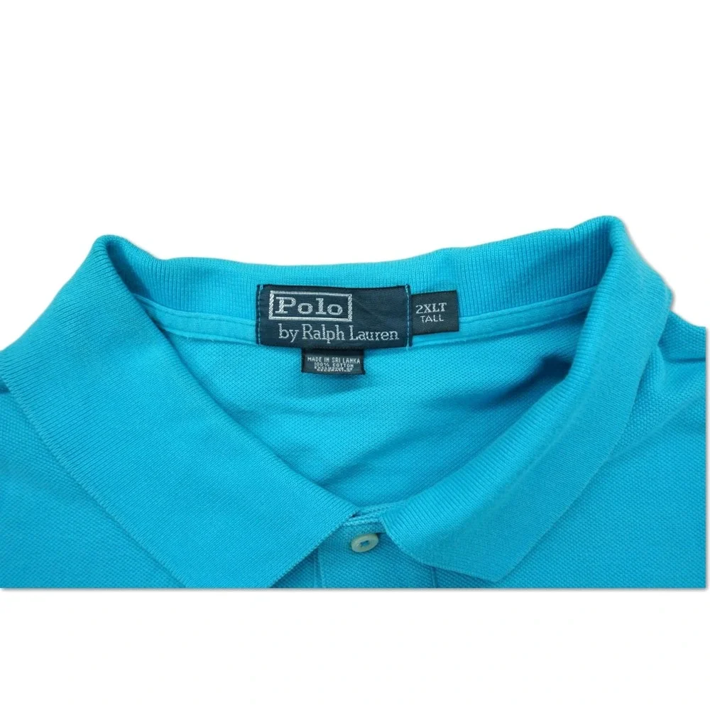 Vintage 90s Polo Ralph Lauren Men's Light Blue‎ 2XLT Collared Short Sleeve